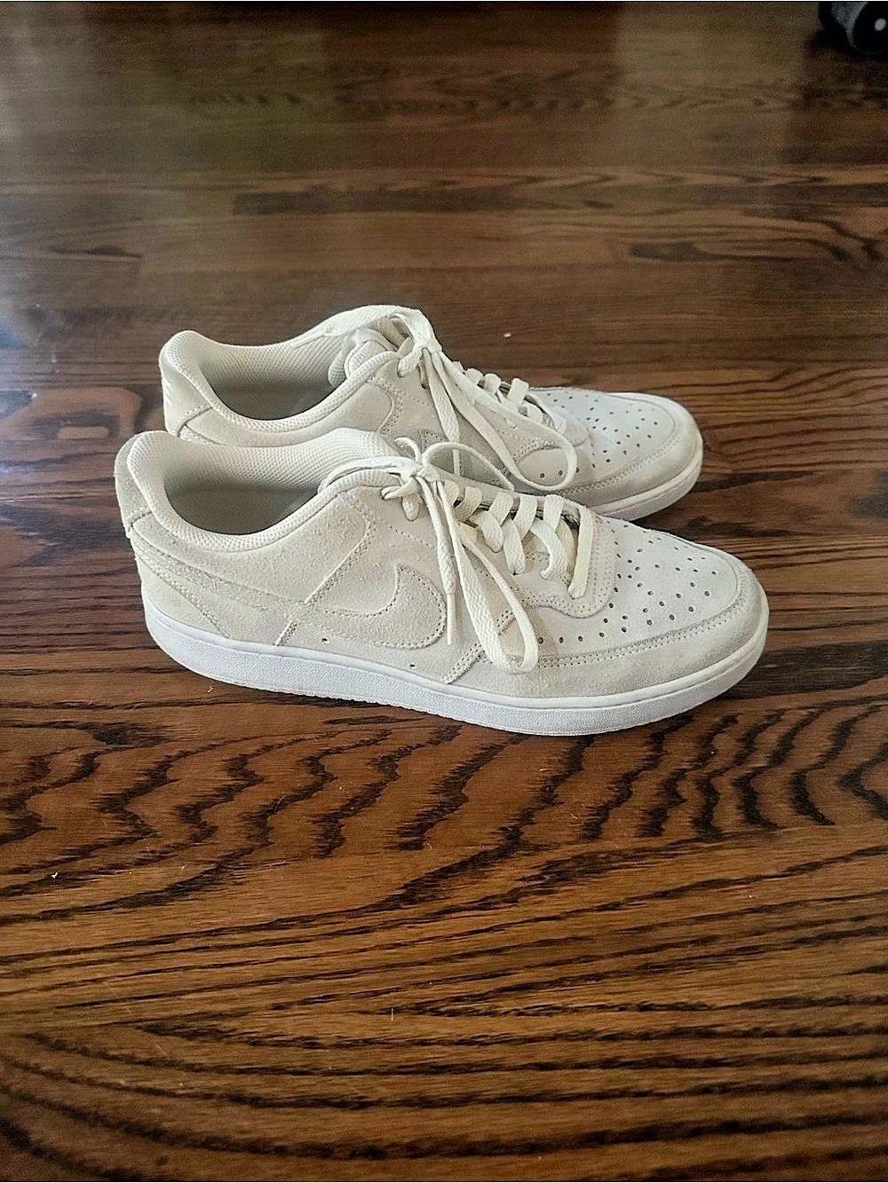 Nike Court Vision Low Suede Sneakers in Off White